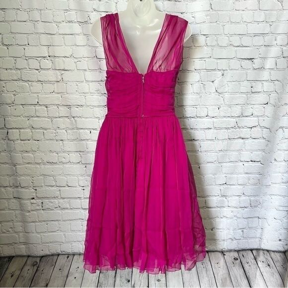 Dolce & Gabbana magenta silk chiffon bustier gathered fit & flare dress size 40 - Picture 16 of 16